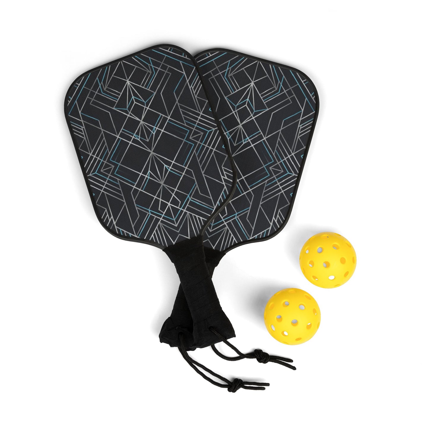 Geometric Black & Gray Ready-to-Play Pickleball Set — photo 2