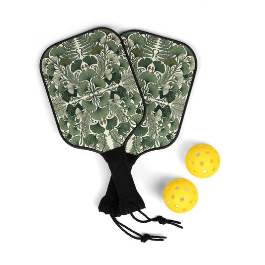 Green Floral Kaleidoscope Ready-to-Play Pickleball Set