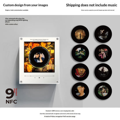 Personalized NFC Music Photo Magnet — rotating disc detail